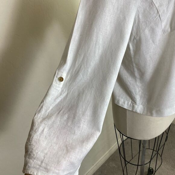 Women's White Ruffled Top crisp cotton by Serpil Made In Lebanon - Picture 8 of 8